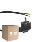 Lot 50x Noxion Power Câble d’alimentation Noir - Schuko Europlug + Extrémités ouvertes - 2m - 3 pole 0,75mm2